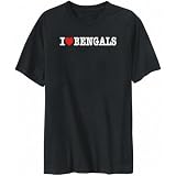 T-Shirt Mens Black  I love Bengals  Cats
