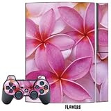 Skin Decal Cover for Playstation 3 Console + two PS3 Controllers - Flowers