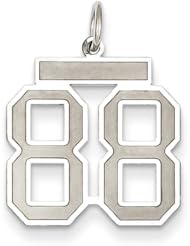 14k White Gold Medium Satin Number 88 Charm Pendant. Metal Wt- 1.87g