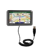 Coiled Power Hot Sync and Charge USB Data Cable w/ Tip Exchange for the Garmin Nuvi 760 - Gomadic Brand