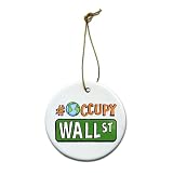 Hashtag Occupy GLOBAL Wall Street OWS WE ARE THE 99% on a 2 7/8 inch Ceramic Hanging Ornament
