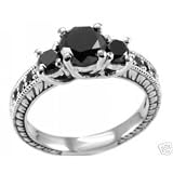 1.65ct Fancy-Black Diamond Engagement Ring Antique Style