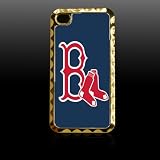Boston Red Sox Printing Golden Case Cover for Iphone 4 4s Iphone4 Fits At&t Sprint Verizon