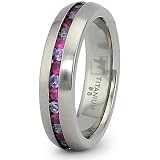 5.5mm Eternity Titanium Ring with Pink and White CZ (Sizes 8-12)