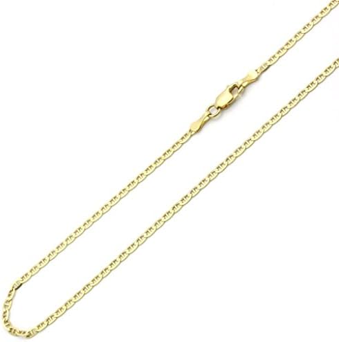 14 K Solid Yellow Gold Italy 2 mm Flat Gucci Mariner Chain Necklace,22â€
