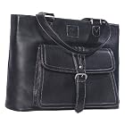 Black Clark & Mayfield: Stafford Leather Laptop Tote 15.4" - Black