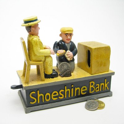 Design Toscano Shoe Shine Collectors Die Cast Iron Mechanical Coin Bank