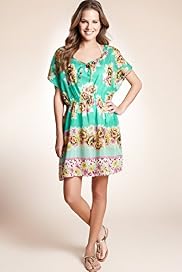 Cotton Rich Floral Print Woven Kaftan with Silk