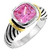 silver CZ Pink Sapphire Ring