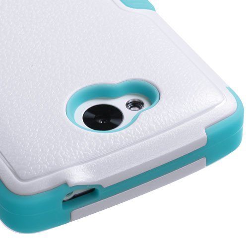 Luckyphone Slim Fit Hybrid Triple Layer Tuff Verge  Hard Cover with Kickstand for LG Tribute Bundle with Clear LCD Screen Protector and Stylus - White/Teal