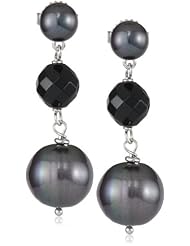 Honora "Eclipse" Freshwater Cultured Pearl and Onyx Dangle Earrings