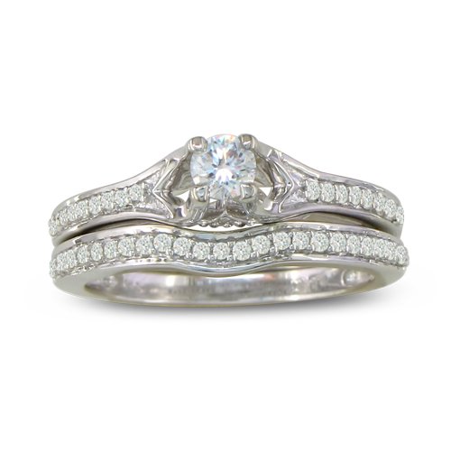 Classic 1/2ct Round Diamond Bridal Engagement Wedding Set In 14k White Gold