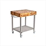 Proteak Teak Cart with SS Legs and Three Cutting Boards #703