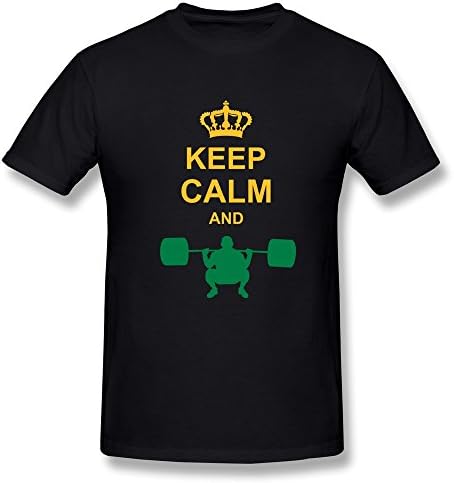 100% Cotton Humorous Keep Calm Lifting T Shirts For Guy - Round Neck