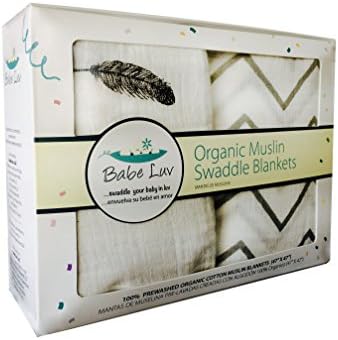 100% Organic Cotton Muslin Swaddle Blanket (2 Pack) Gender Neutral | 47" X 47" - Introductory Offer by BabeLuv