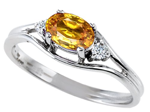 Buy 0.54 cttw Genuine Citrine and Diamond Ring - 14kt White or Yellow Gold by Finejewelers