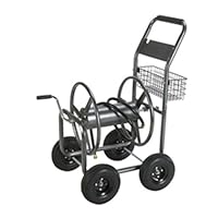 Tahoe Heavy Duty Steel Garden Reel fits 300' 5/8 Water Hose Gray