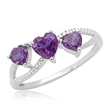 10k White Gold Heart-Shaped Amethyst Heart Ring