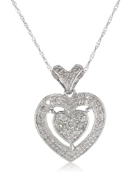 10k White Gold Heart Diamond Pendant Necklace (1/4 cttw, I-J Color, I2-I3 Clarity), 18"