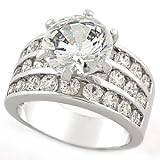 3 Carats AAA CZ Platinum Tone Engagement Wedding Ring