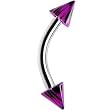 Purple and Black Zebra Striped Cone Eyebrow Ring