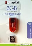 Red Microsd Secure Digital Reader with 2GB Microsd Card