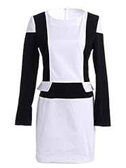 Colorblocking Peplum Long Sleeves Geometric Print  Dress