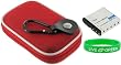 2n1 Nylon Hard Shell Carrying Case (Red) and KLIC-7003 Battery for Kodak EasyShare M380 Digital Camera Pimento Red