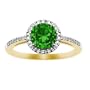 10k Yellow Gold, May Birthstone, Lab-Created Emerald and Diamond Ring, Size 7