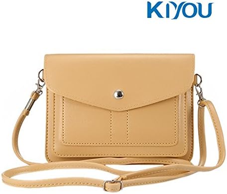 Trendy Leather Cross Body Bag KIYOU Multi-purpose Cell Phone Bag Case with Shoulder Strap Card Slot Soft PU Pouch Carry Small Purse for iPhone 6/6s Plus Samsung s6/s6 edge/Note5/s7 (Beige)