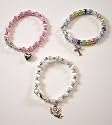 Baby's Infant First Beaded Bracelet With Angel, Cross Or Heart Charm