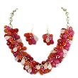 Thick Red Beaded Necklace and Earrings Set Fashion Jewelry