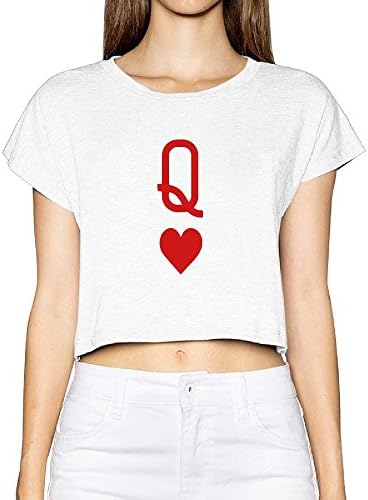 QUEEN OF HEARTS Women's Playing Card Logo Wonderland Cotton Crop Top Tshirt