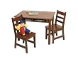 Lipper International 534C Child's Rectangular Table and 2-Chair Set, Cherry