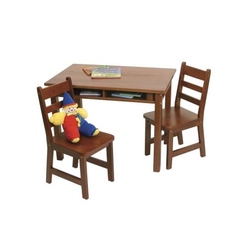 Lipper International 534C Child's Rectangular Table and 2-Chair Set, Cherry
