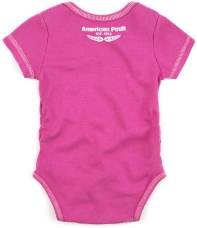 American Posh Baby Short Sleeve Onesie 0-6M Magenta with White Stiching