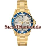 Stein Diamonds Rolex Yellow Gold Submariner Silver Serti Dial