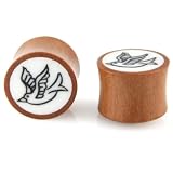 Evolatree - Sparrow - Resin & Wood - Gauge Earrings - Plugs (See Size Options)