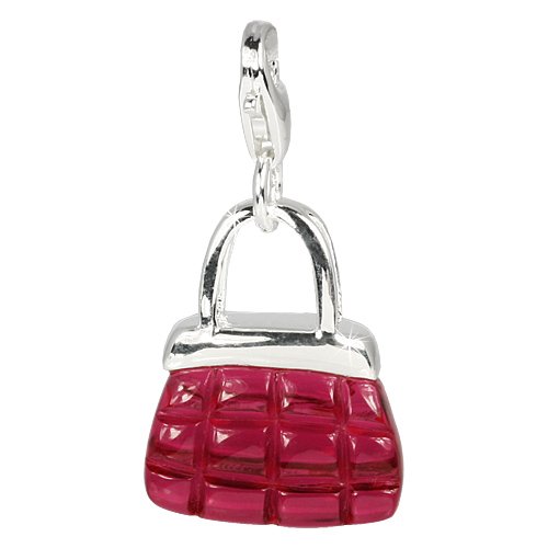 SilberDream Tasche pink Charm 925 Sterling Silber Charms Anhänger für Armband Kette Ohrring FC628 Silber Charm