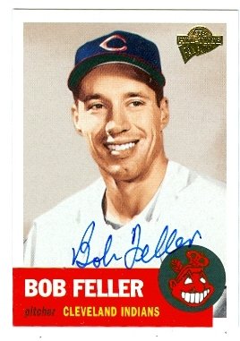 Bob Feller Autographed/Hand Signed Baseball Card (Cleveland Indians) 2003 Topps All Time Fan Favorit