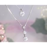 【me.加藤夏希プロデュース】2連ネックレス キュービックジルコニア×トリロジー プラチナコーティング(シルバー)【欠品中:11月中旬入荷予定の予約販売】
