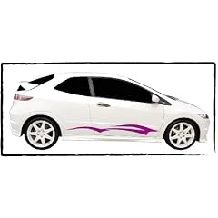 Autodekor Car Tattoo Aufkleber Auto Set 1x linke Seite 1x rechte Seite flame wave style Tribal 1005_19 - 6 Farben zur Auswahl blau, schwarz, rot, orange, violett, metallic-silber
