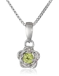 Sterling Silver Gemstone Flower Pendant Necklace (0.10 cttw), 18"