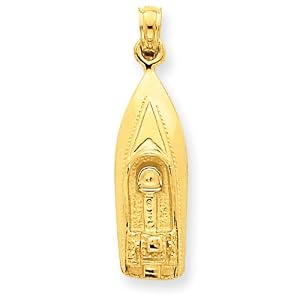 14k Polished 3-Dimensional Speedboat Pendant thumbnail