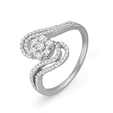 10KT White Gold Round Diamond Flower Fashion Ring (1/2 cttw)