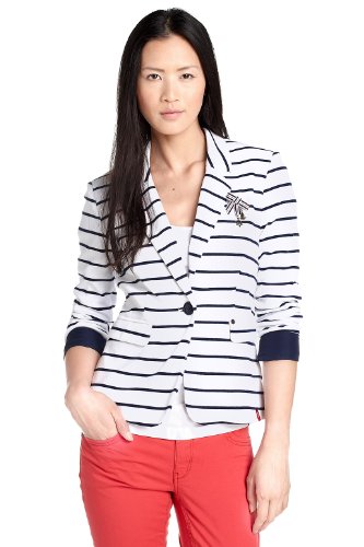 edc by ESPRIT Damen Blazer, gestreift 022CC1G015, Gr. 42 (XL), Schwarz (black colorway 099 Preisvergleich