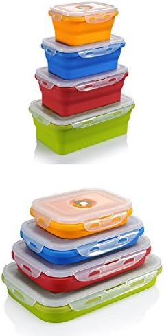 Collapsible Storage Containers For Food - Silicone Freezer Containers With Lids (Set of 4)