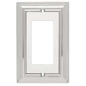 Liberty Hardware 126307 Architectural Single Decorator Wall Plate, Polished Chrome and White