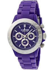 K&BROS Unisex 9542-1 Ice-Time Full Color Purple Chronograph Watch