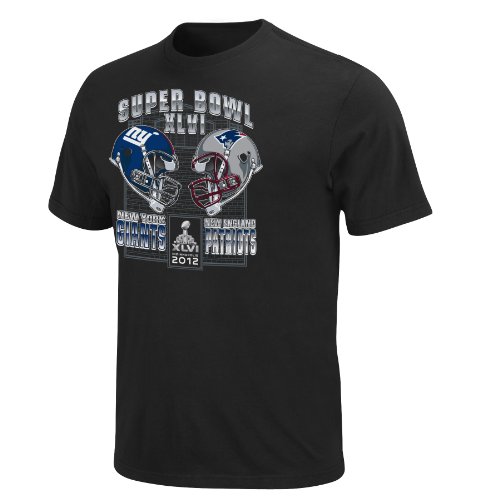NFL Men's New England Patriots vs New York Giants 2011 Super Bowl XLVI Championship Challenge IV Black Short Sleeve Basic Tee (Black, X-Large)